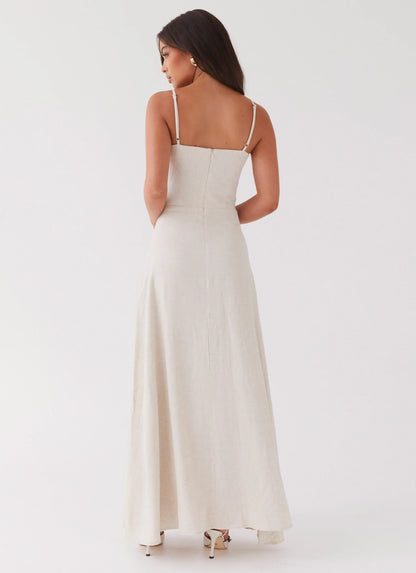 Angelina Linen Maxi Dress - Oatmeal