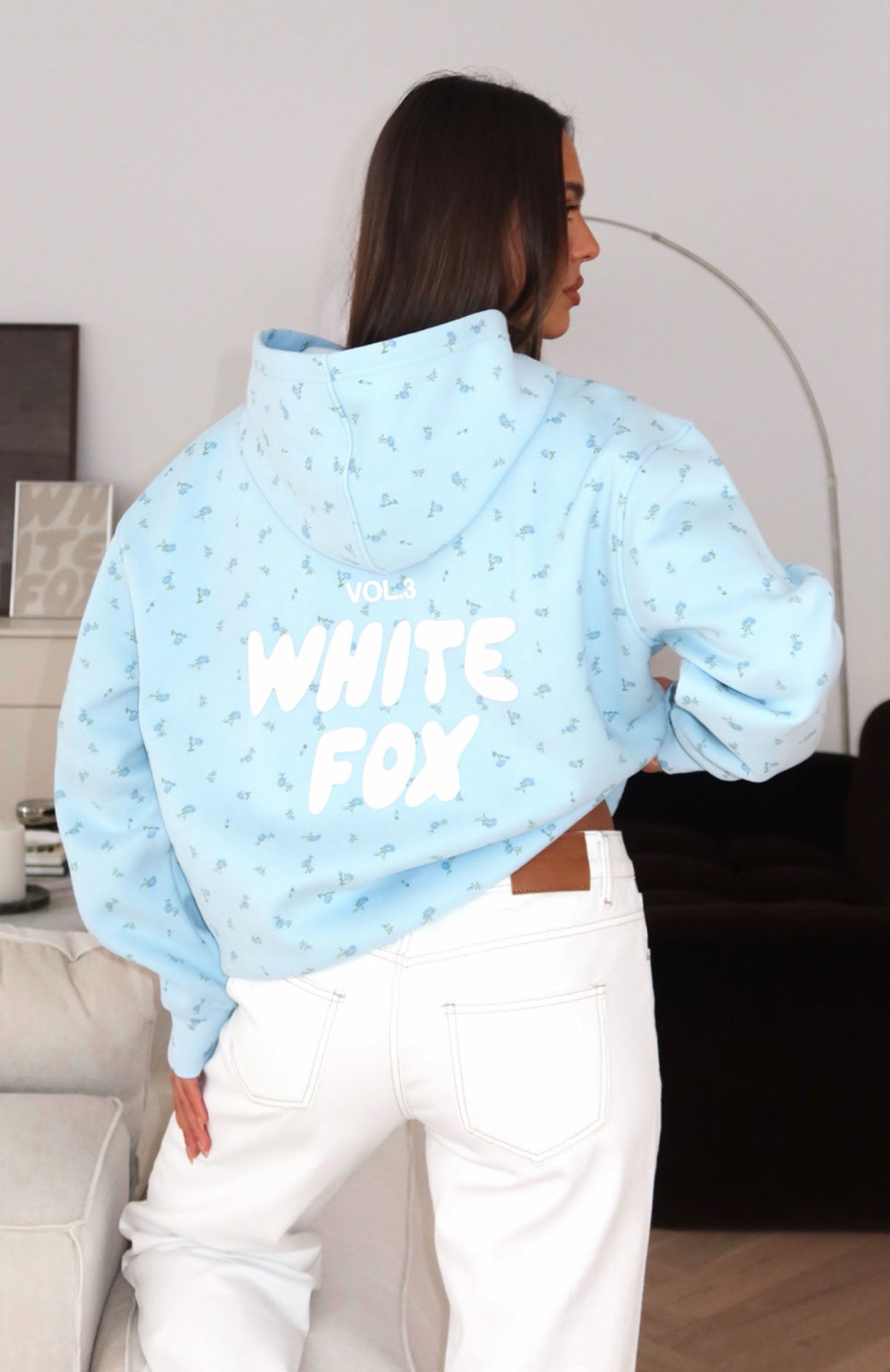 Offstage Printed Oversized Hoodie Blue Ditsy